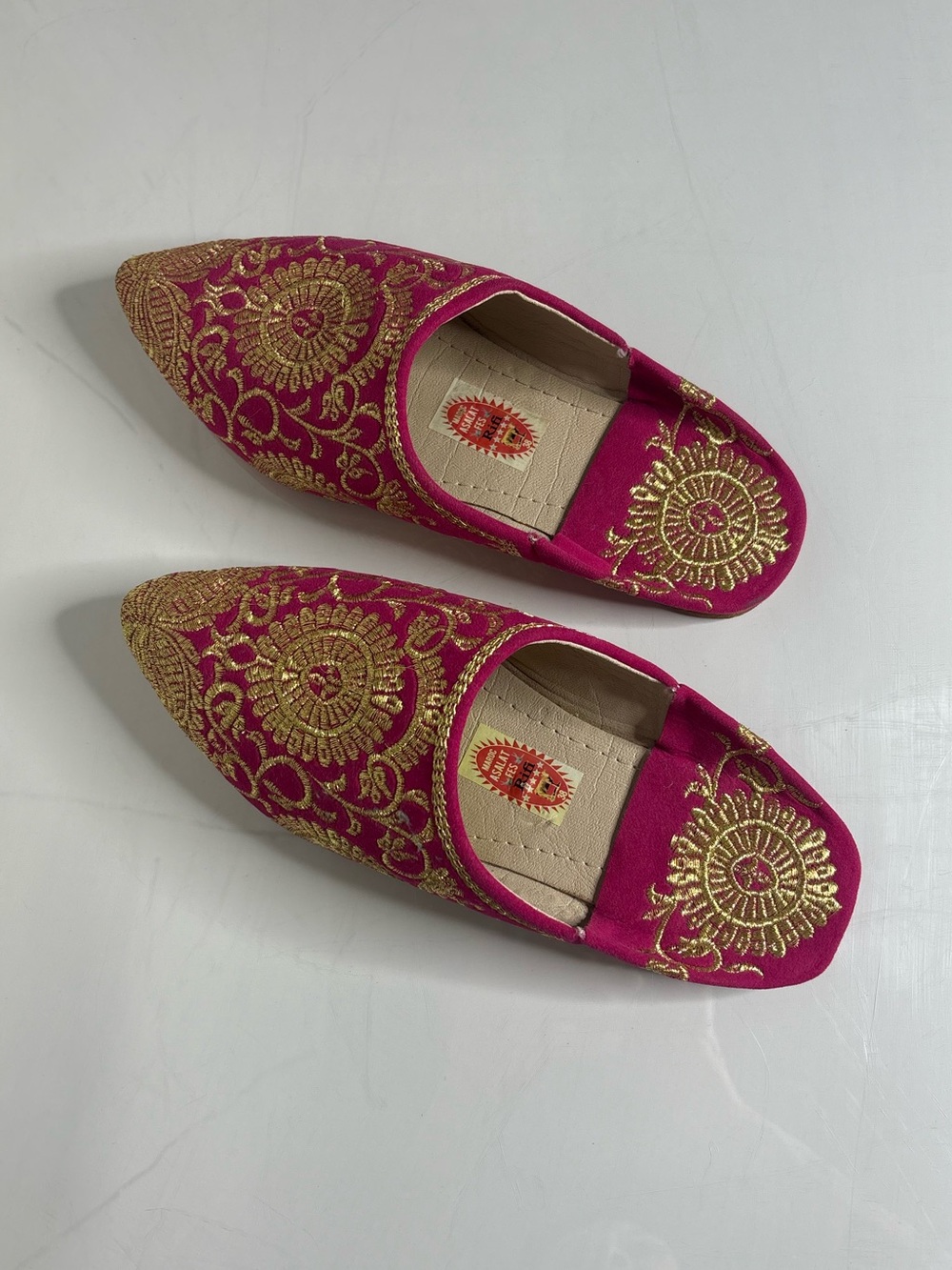 Embroidered Pink & Gold Slip-On Women’s Shoes from Thailand